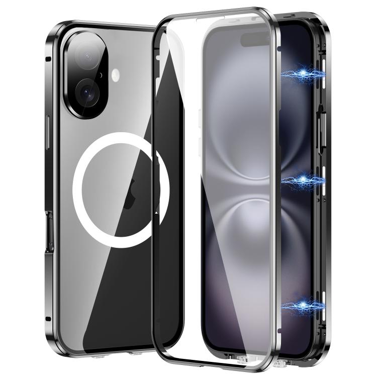 

For iPhone 16 360 Full Body Magnetic Frosted MagSafe Phone Case(Black)