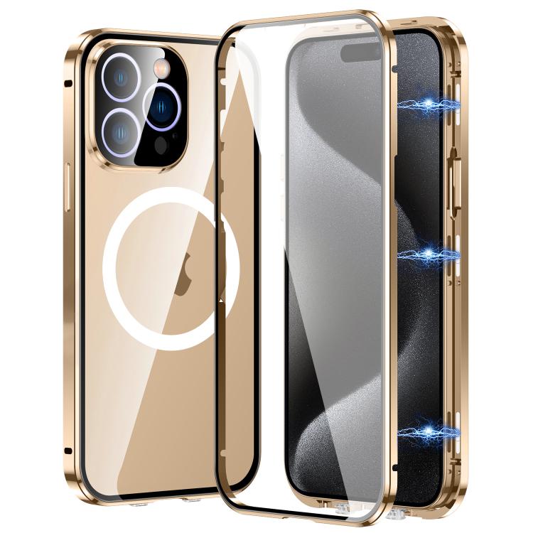 

For iPhone 15 Pro 360 Full Body Magnetic Frosted MagSafe Phone Case(Desert Gold)