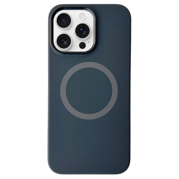 

For iPhone 12 Pro Max Metal Frame Liquid Silicone MagSafe Phone Case(Graphite Black)