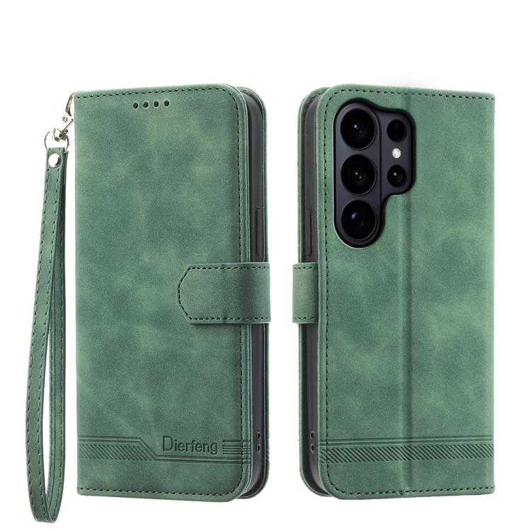 For Galaxy S26 Ultra 5G Dierfeng Dream Line TPU Hybrid PU Leather Phone Case(Green)
