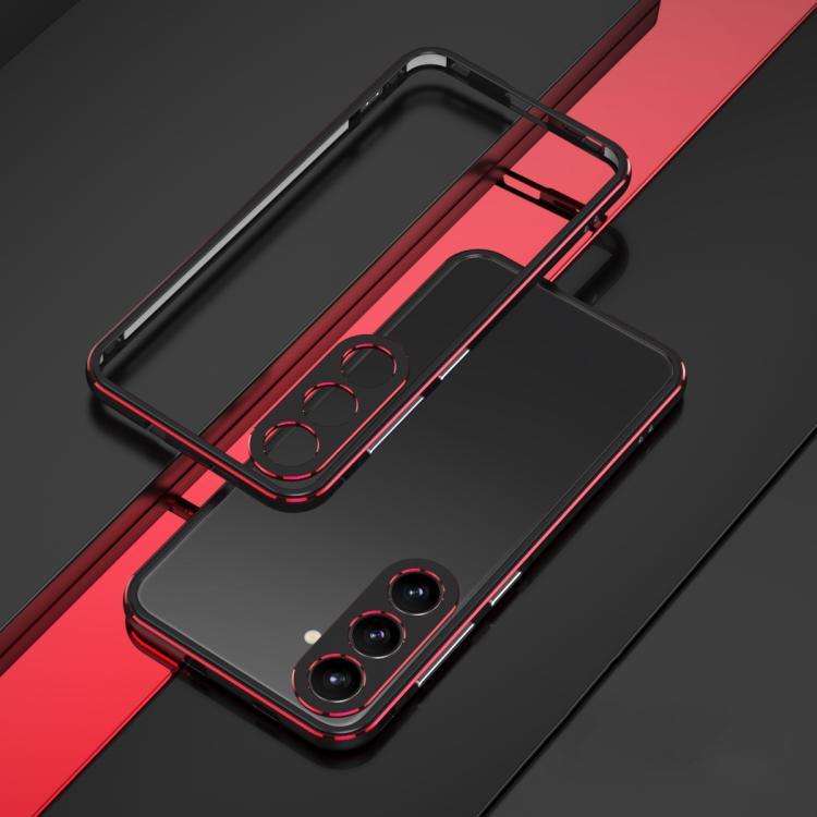 

For Samsung Galaxy S25 5G Aurora Series Lens Protector + Metal Frame Phone Case(Black Red)