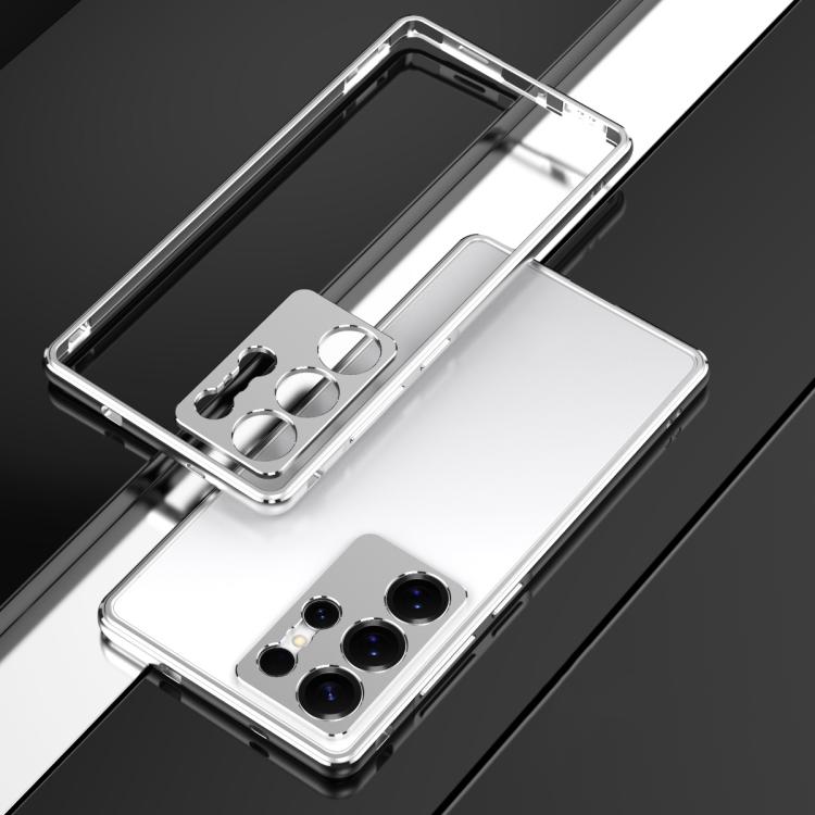 

For Samsung Galaxy S25 Ultra 5G Aurora Series Lens Protector + Metal Frame Phone Case(Silver)