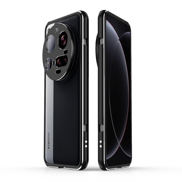 

For Xiaomi 15 Ultra Aurora Series Lens Protector + Metal Frame Phone Case(Black Silver)