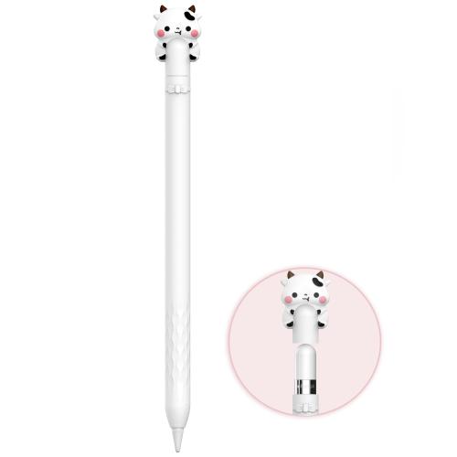 

For Apple Pencil 1 LC129-1 Cartoon Anti-roll Silicone Protective Stylus Pen Case(White Cow)