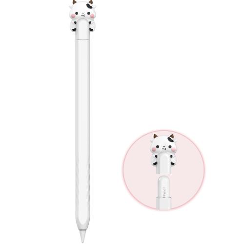 

For Apple Pencil 2 / Pro LC129-2 Cartoon Anti-roll Silicone Protective Stylus Pen Case(White Cow)