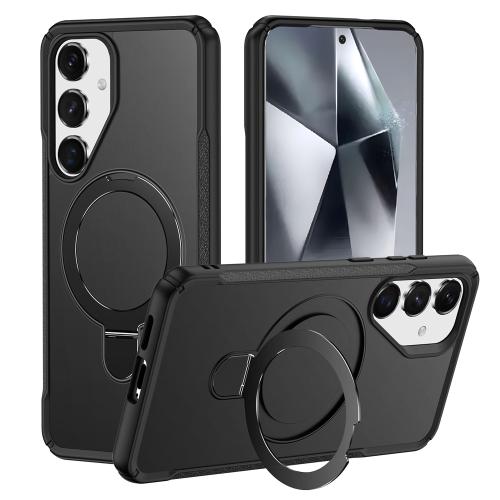 

For Samsung Galaxy S24+ 5G / S25+ 5G Skin Feel Magnetic Holder MagSafe Phone Case(Black)