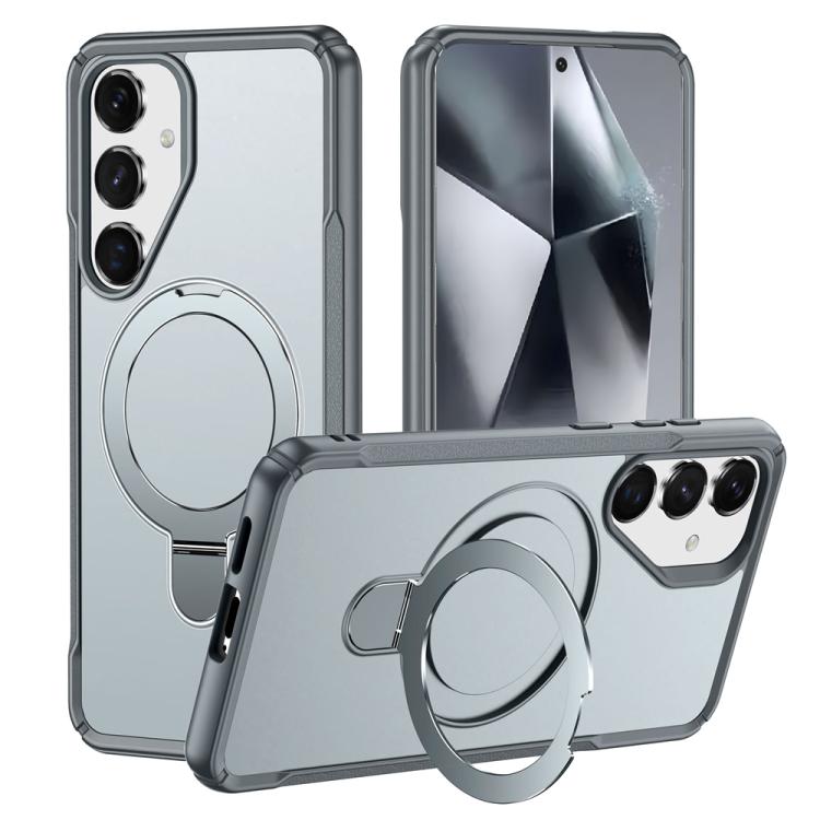 

For Samsung Galaxy S24+ 5G / S25+ 5G Skin Feel Magnetic Holder MagSafe Phone Case(Grey)