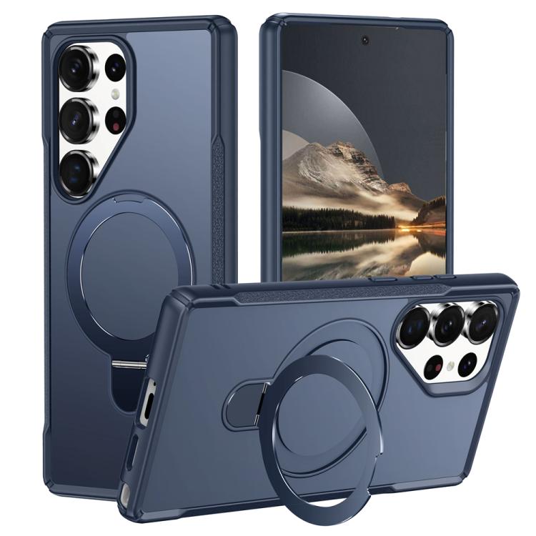 

For Samsung Galaxy S25 Ultra 5G Skin Feel Magnetic Holder MagSafe Phone Case(Royal Blue)
