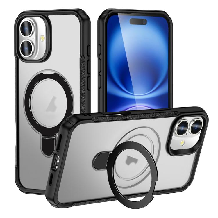 

For iPhone 16 Skin Feel Magnetic Holder MagSafe Phone Case(Frosted)