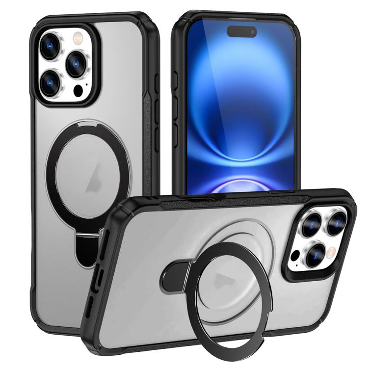 

For iPhone 16 Pro Max Skin Feel Magnetic Holder MagSafe Phone Case(Frosted)