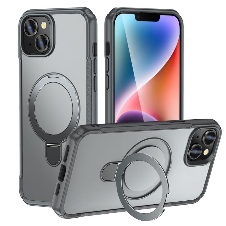 

For iPhone 14 / 13 Skin Feel Magnetic Holder MagSafe Phone Case(Grey)