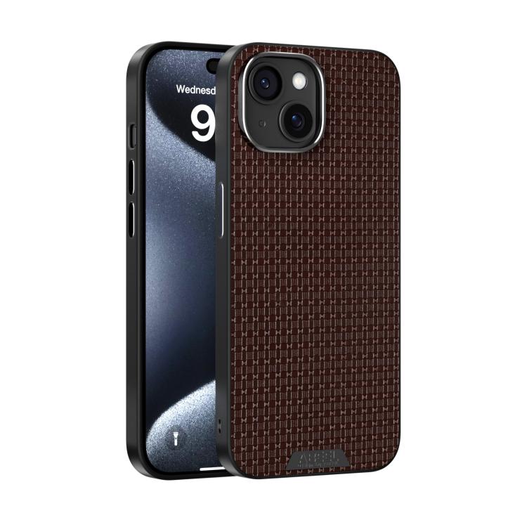 

For iPhone 15 ABEEL Ruyi Pattern 6D Micro Relief MagSafe Leather Phone Case(Brown)