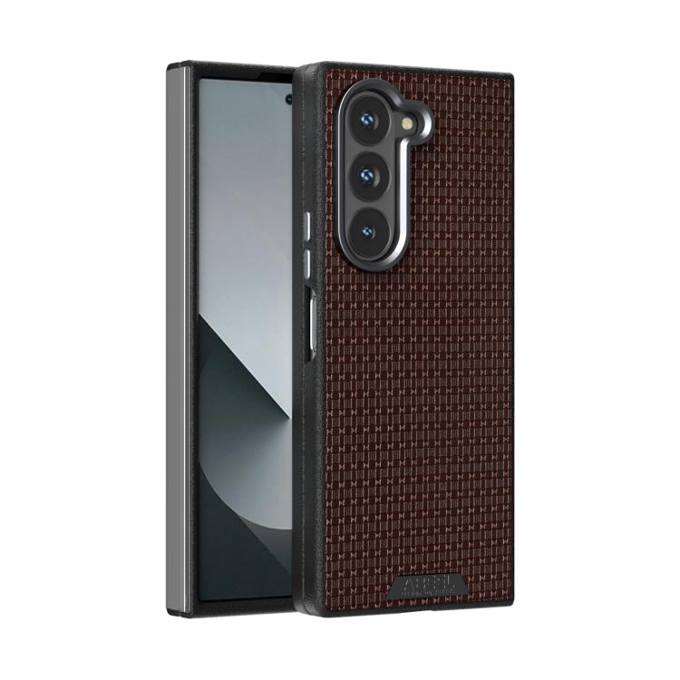 

For Samsung Galaxy Z Fold6 5G ABEEL Ruyi Pattern 6D Micro Relief MagSafe Leather Phone Case(Brown)