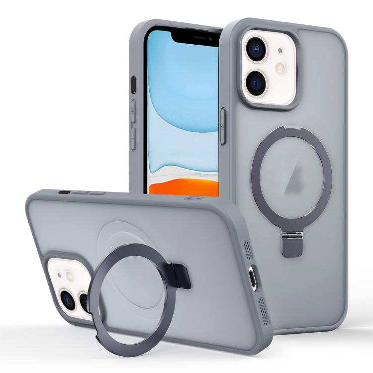 

For iPhone 11 Skin-feel Ring MagSafe Holder Phone Case(Titanium Gray)