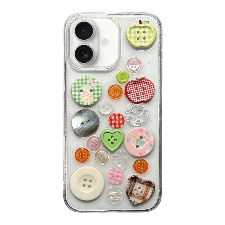

For iPhone 17 Epoxy Acrylic Hybrid TPU Phone Case(Colored Buttons)