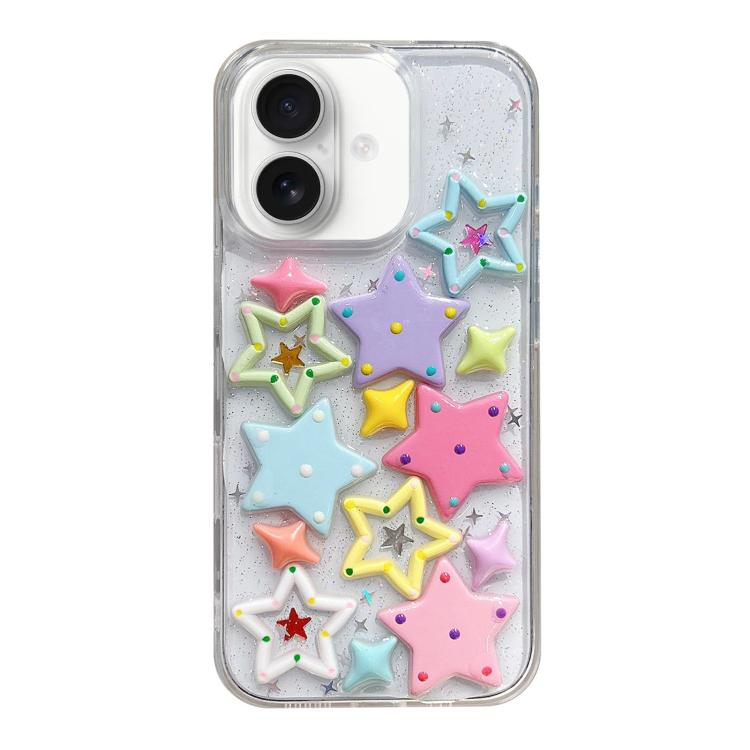 For iPhone 17 Epoxy Acrylic Hybrid TPU Phone Case(Colorful Stars)