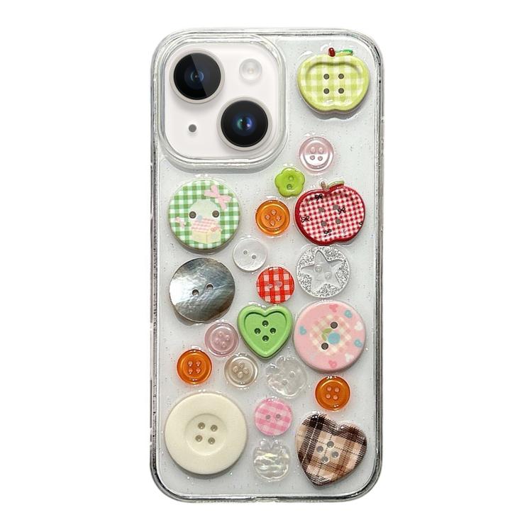

For iPhone 14 Epoxy Acrylic Hybrid TPU Phone Case(Colored Buttons)