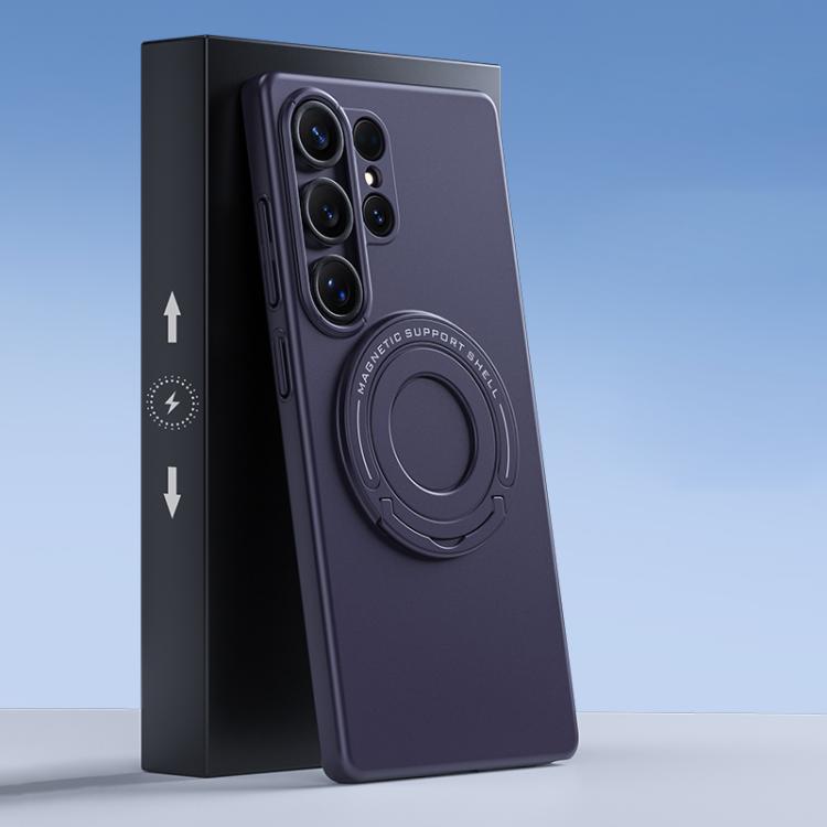 

For Samsung Galaxy S25 Ultra 5G Frosted MagSafe Magnetic Ring Holder PC Phone Case(Purple)