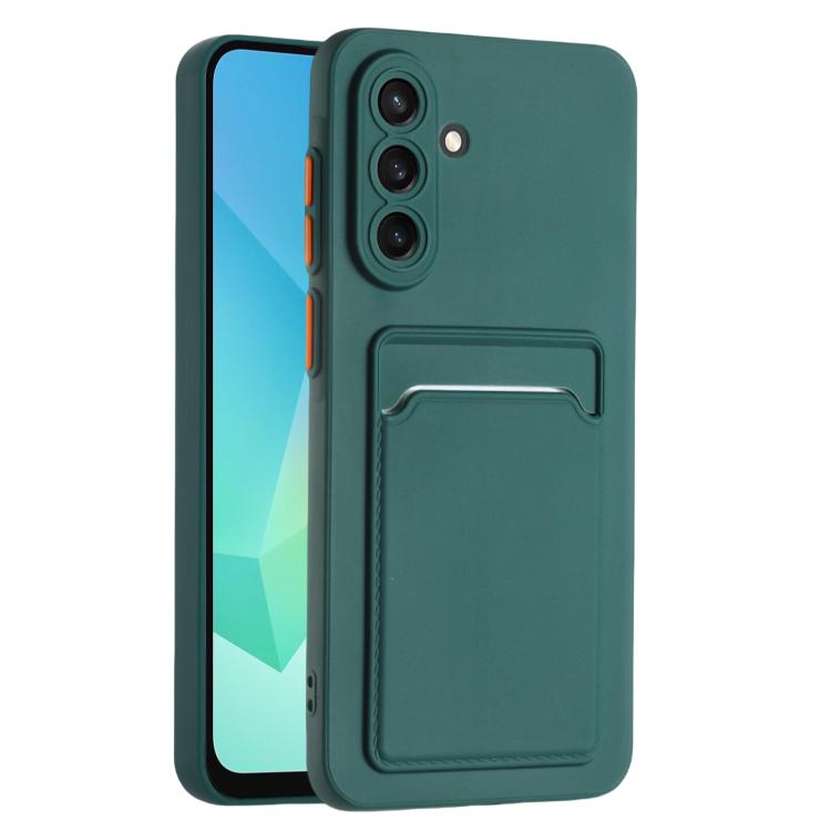 

For Samsung Galaxy A56 5G Skin Feel Card Contrast Color Button TPU Phone Case(Dark Green)