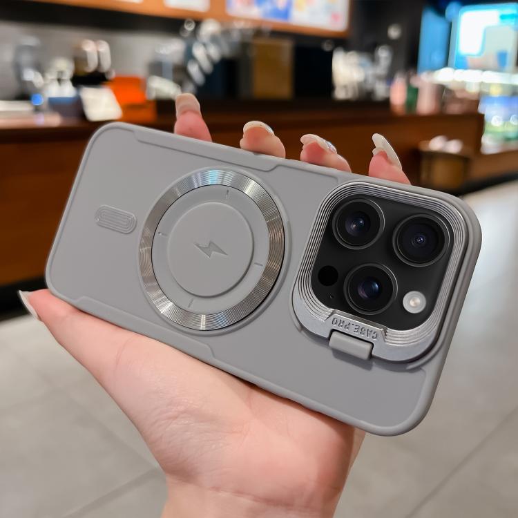 

For iPhone 16 Pro Lens Frame Holder Blade MagSafe Phone Case(Space Gray)