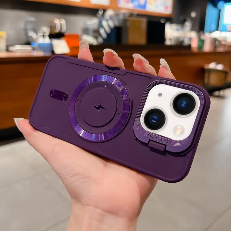 

For iPhone 14 Lens Frame Holder Blade MagSafe Phone Case(Dark Purple)