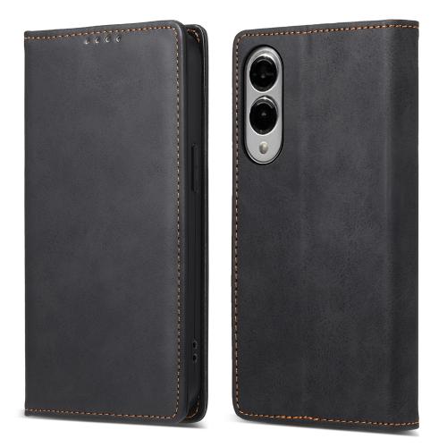 

For Samsung Galaxy S25 Edge 5G Business Solid Color Magnetic RFID Leather Phone Case(Black)