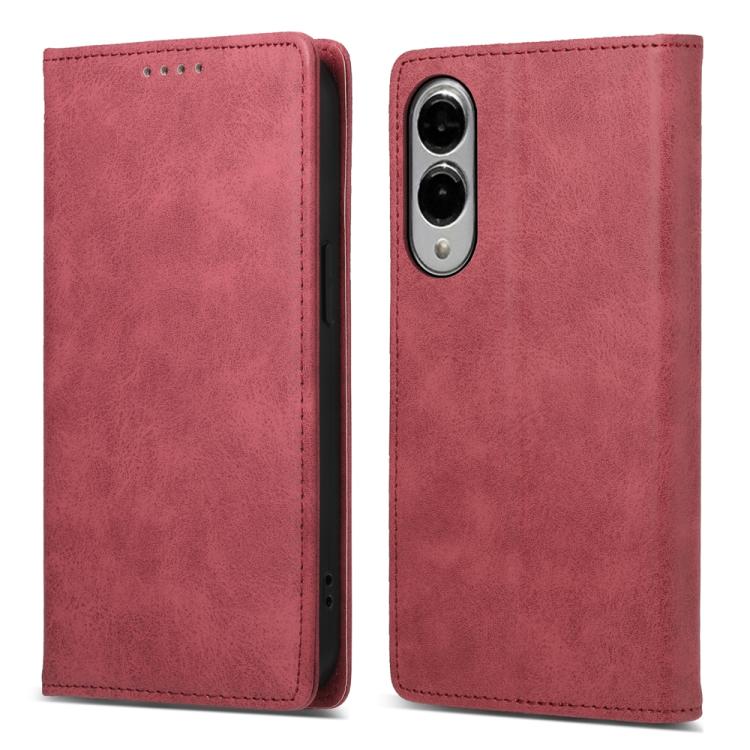 

For Samsung Galaxy S25 Edge 5G Business Solid Color Magnetic RFID Leather Phone Case(Red)