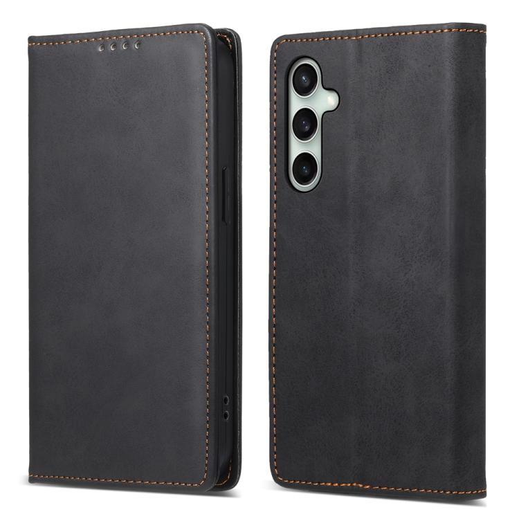 

For Samsung Galaxy S25 FE 5G Business Solid Color Magnetic RFID Leather Phone Case(Black)