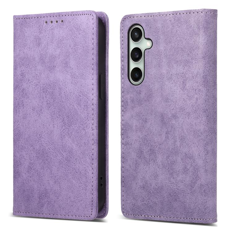 

For Samsung Galaxy S25 FE 5G Business Solid Color Magnetic RFID Leather Phone Case(Purple)