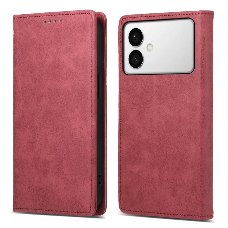 

For Samsung Galaxy S26 Edge 5G Business Solid Color Magnetic RFID Leather Phone Case(Red)