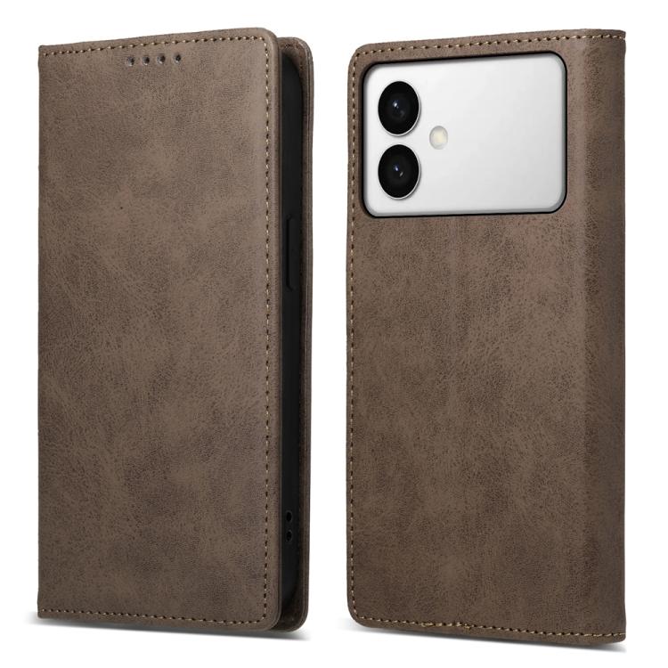 

For Samsung Galaxy S26 Edge 5G Business Solid Color Magnetic RFID Leather Phone Case(Brown)
