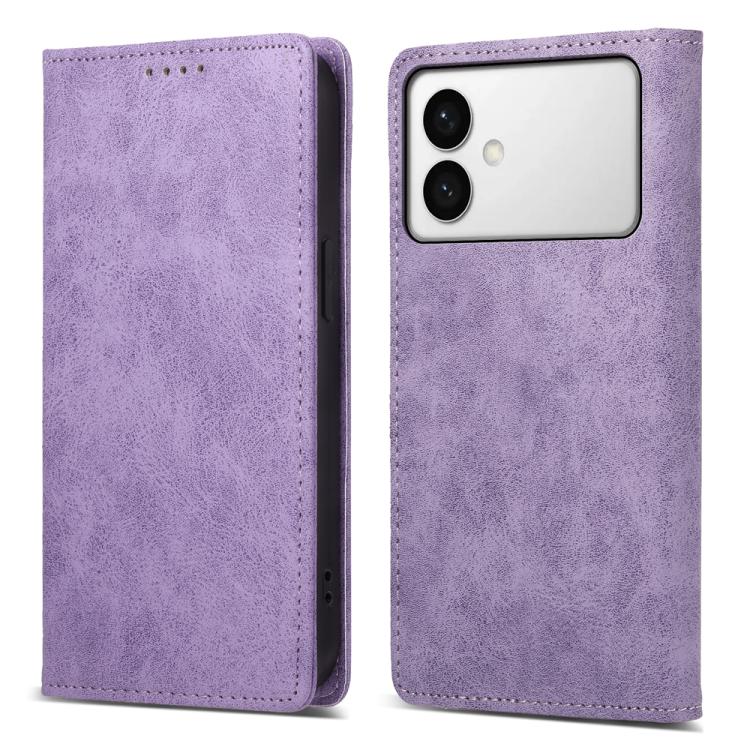 

For Samsung Galaxy S26 Edge 5G Business Solid Color Magnetic RFID Leather Phone Case(Purple)