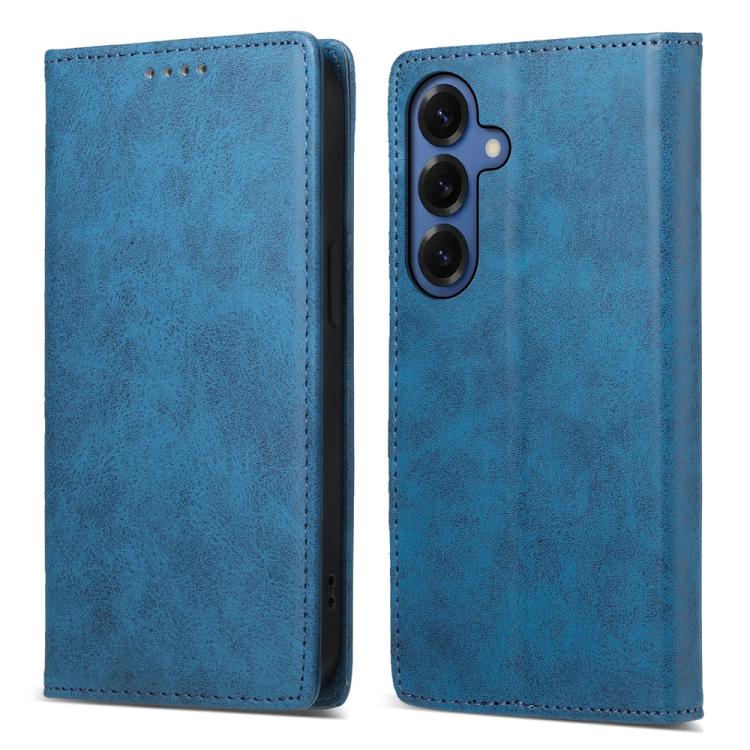 For Galaxy S26+ 5G Business Solid Color Magnetic RFID Leather Phone Case(Blue)