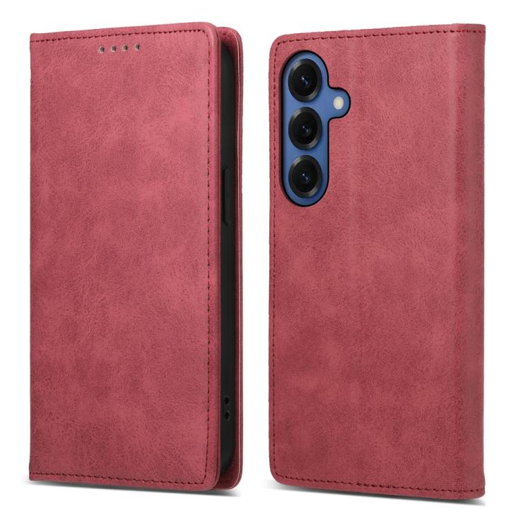 

For Samsung Galaxy S26 5G Business Solid Color Magnetic RFID Leather Phone Case(Red)
