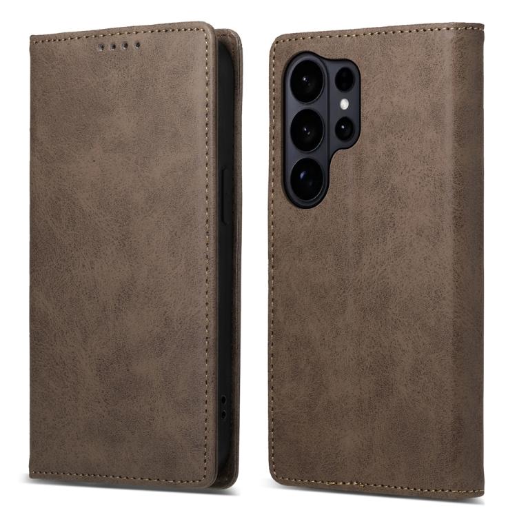 

For Samsung Galaxy S26 Ultra 5G Business Solid Color Magnetic RFID Leather Phone Case(Brown)