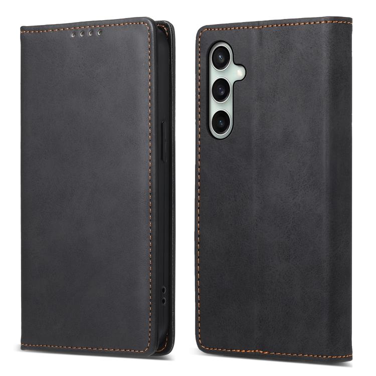 

For Galaxy S26 FE 5G Business Solid Color Magnetic RFID Leather Phone Case(Black)