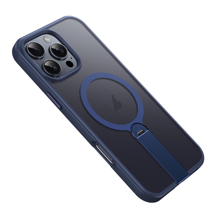 

For iPhone 16 Pro Max Rotating Bar Holder Magnetic MagSafe Phone Case(Blue)