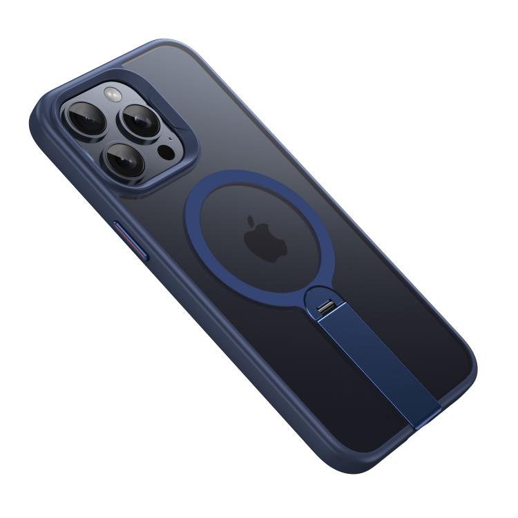 

For iPhone 15 Pro Max Rotating Bar Holder Magnetic MagSafe Phone Case(Blue)