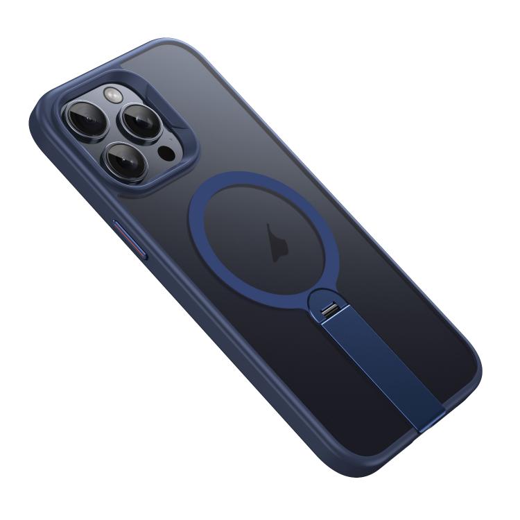 

For iPhone 12 Pro Max Rotating Bar Holder Magnetic MagSafe Phone Case(Blue)