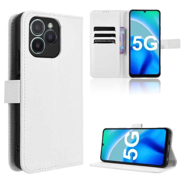 

For Fossibot S1 5G Diamond Texture Leather Phone Case(White)
