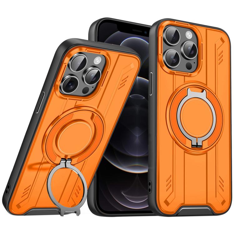 

For iPhone 12 Pro Rotating Ring Holder Magnetic MagSafe Phone Case(Orange)