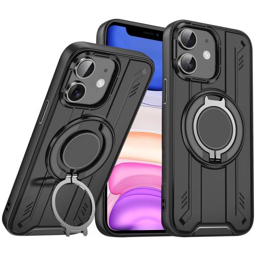 

For iPhone 11 Rotating Ring Holder Magnetic MagSafe Phone Case(Black)