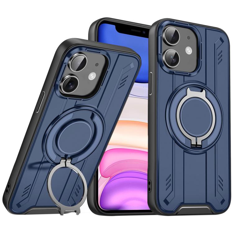 

For iPhone 11 Rotating Ring Holder Magnetic MagSafe Phone Case(Blue)