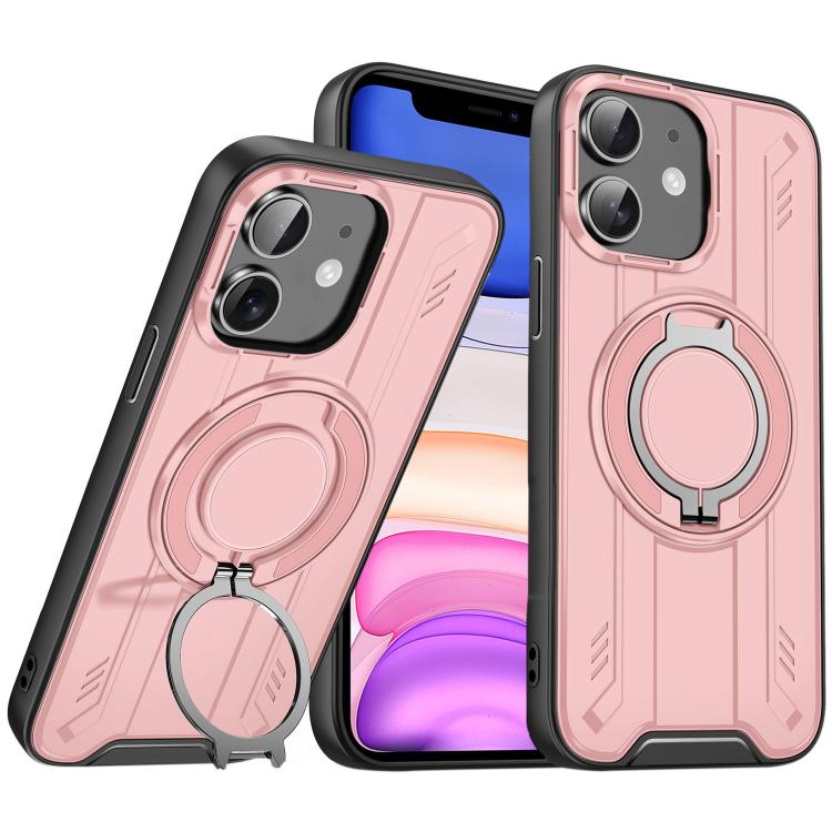 

For iPhone 11 Rotating Ring Holder Magnetic MagSafe Phone Case(Pink)