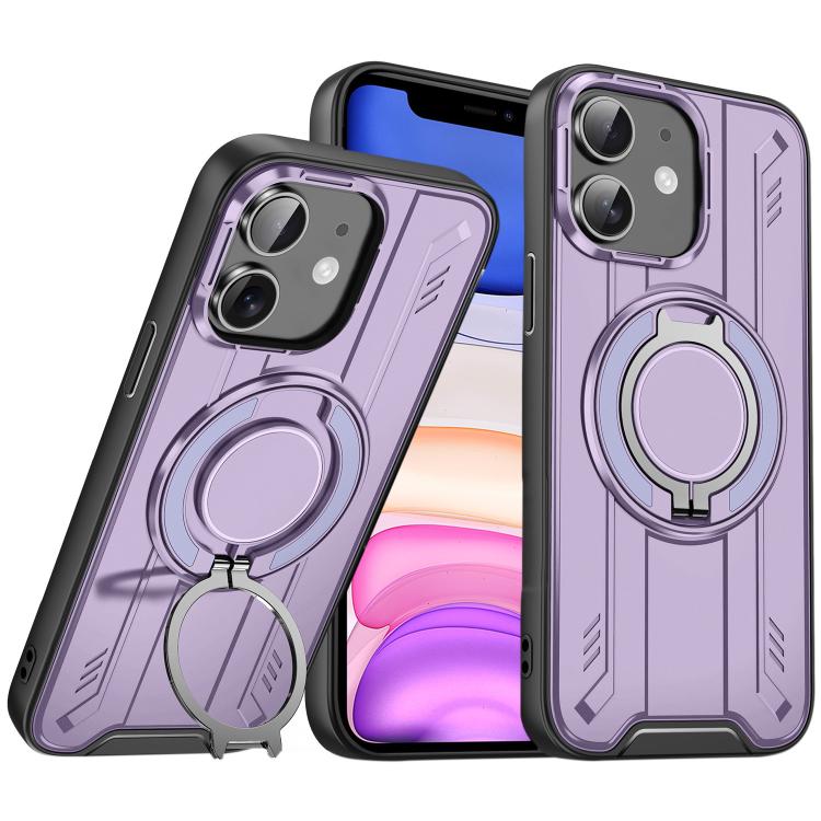

For iPhone 11 Rotating Ring Holder Magnetic MagSafe Phone Case(Purple)