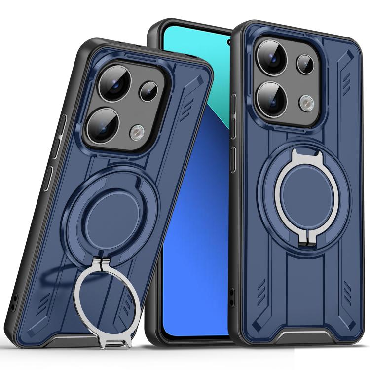 

For Redmi Note 13 4G Rotating Ring Holder Magnetic MagSafe Phone Case(Blue)