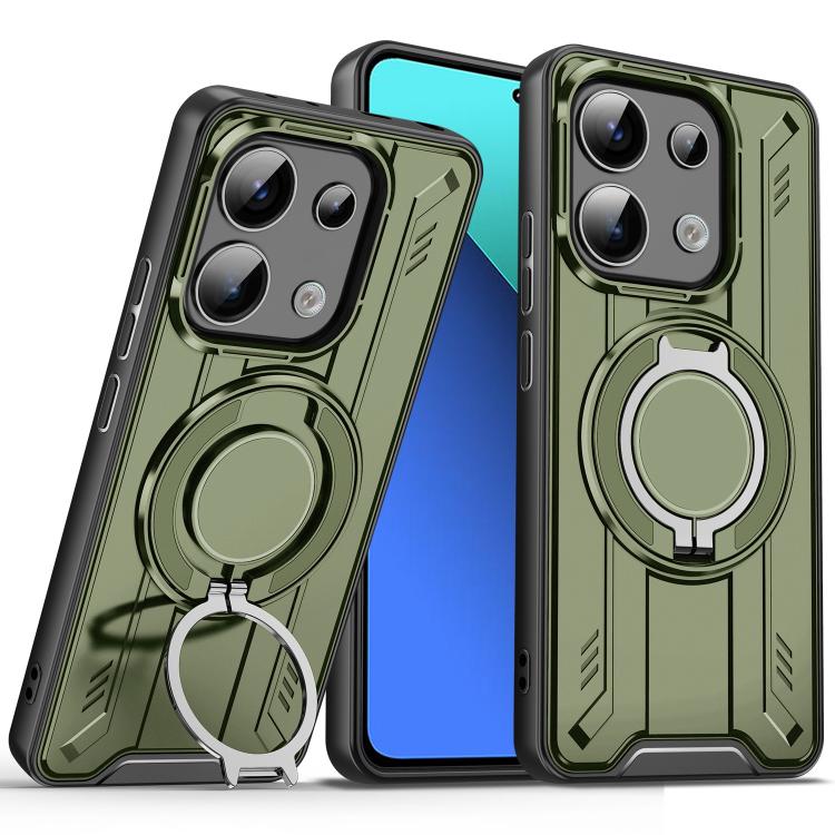 

For Redmi Note 13 4G Rotating Ring Holder Magnetic MagSafe Phone Case(Green)