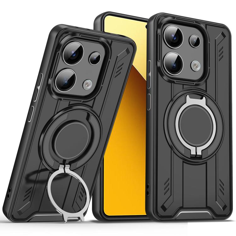 

For Redmi Note 13 5G Rotating Ring Holder Magnetic MagSafe Phone Case(Black)
