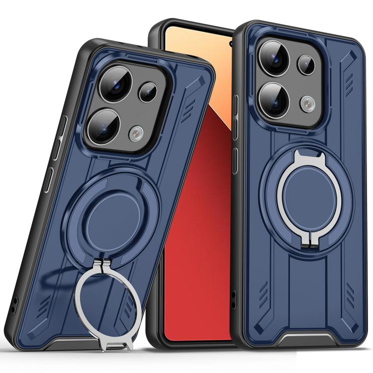 

For Redmi Note 13 Pro 4G Rotating Ring Holder Magnetic MagSafe Phone Case(Blue)