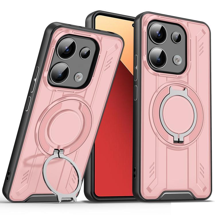 

For Redmi Note 13 Pro 4G Rotating Ring Holder Magnetic MagSafe Phone Case(Pink)